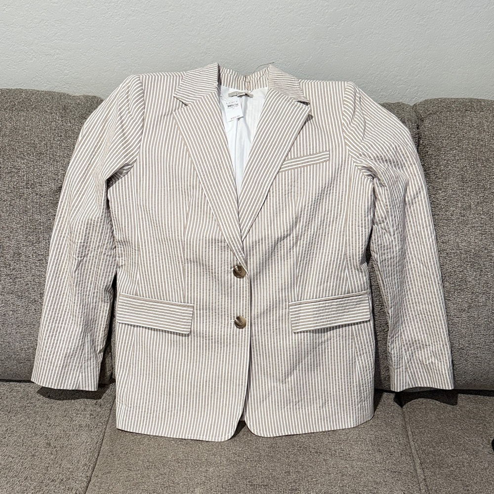 LOFT Beige Pinstripe Blazer